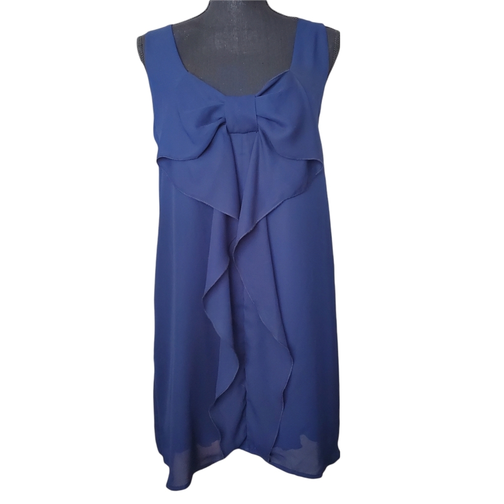 Everly navy blue bow front dress